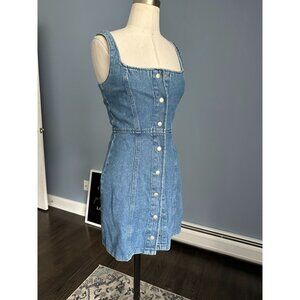 asos denim snap button front sleeveless short dress UK 6 (US size 2)